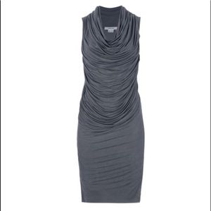 Helmut Lang Gray Ruched Bodycon Dress in Size S